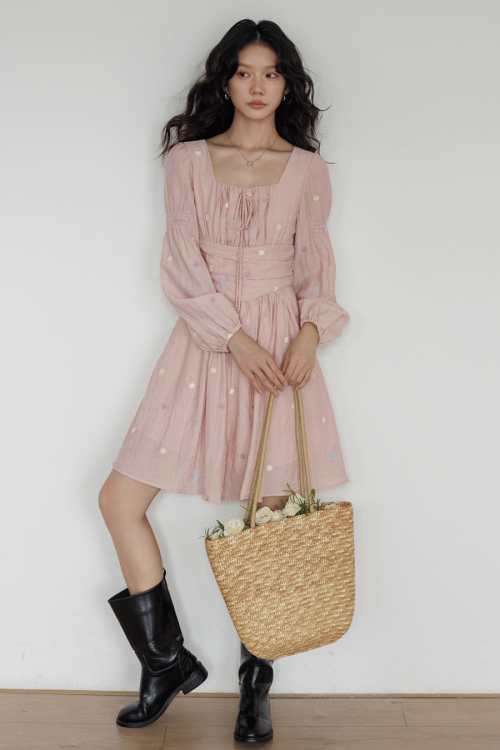 Small Floral Embroidery Dress