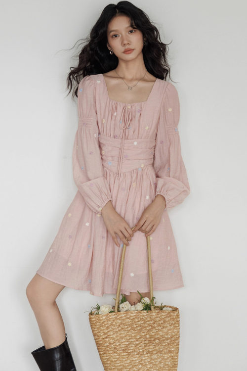 Small Floral Embroidery Dress