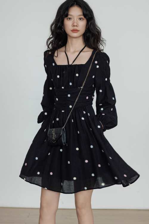 Small Floral Embroidery Dress