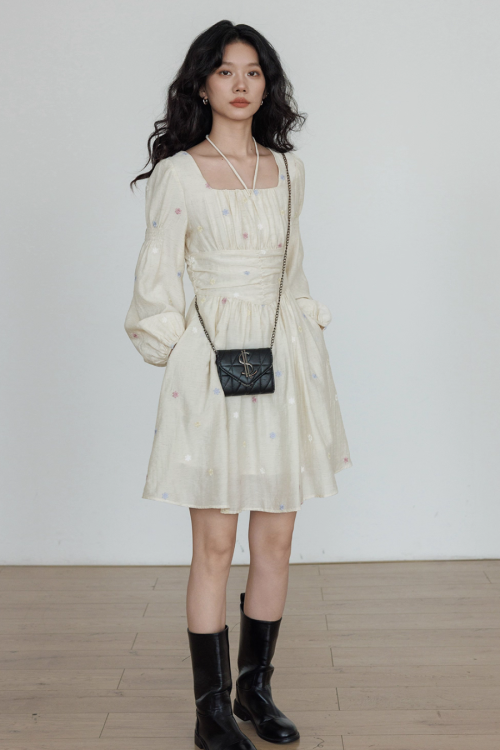 Small Floral Embroidery Dress