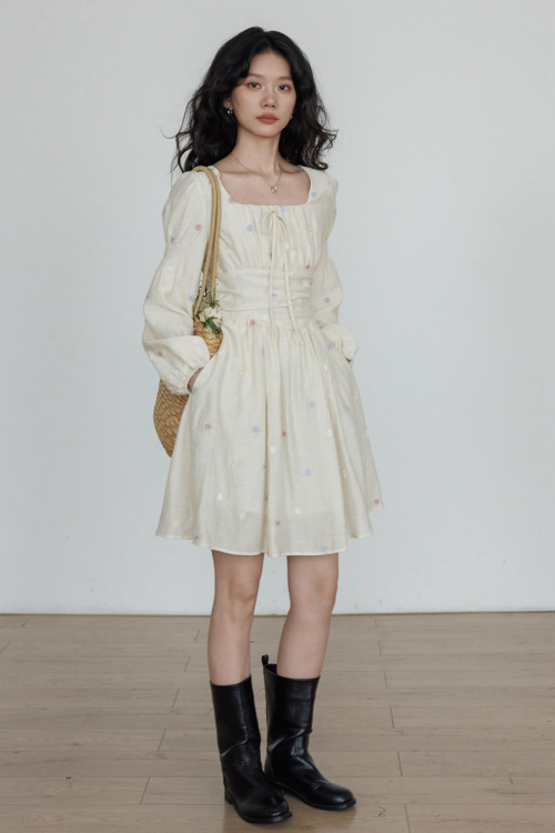 Small Floral Embroidery Dress