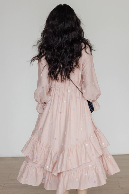 Small Floral Embroidery Long Dress