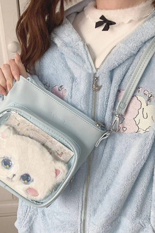 Small Ita Crossbody Bag with Clear Window and Included Insert for Plushies and Pins