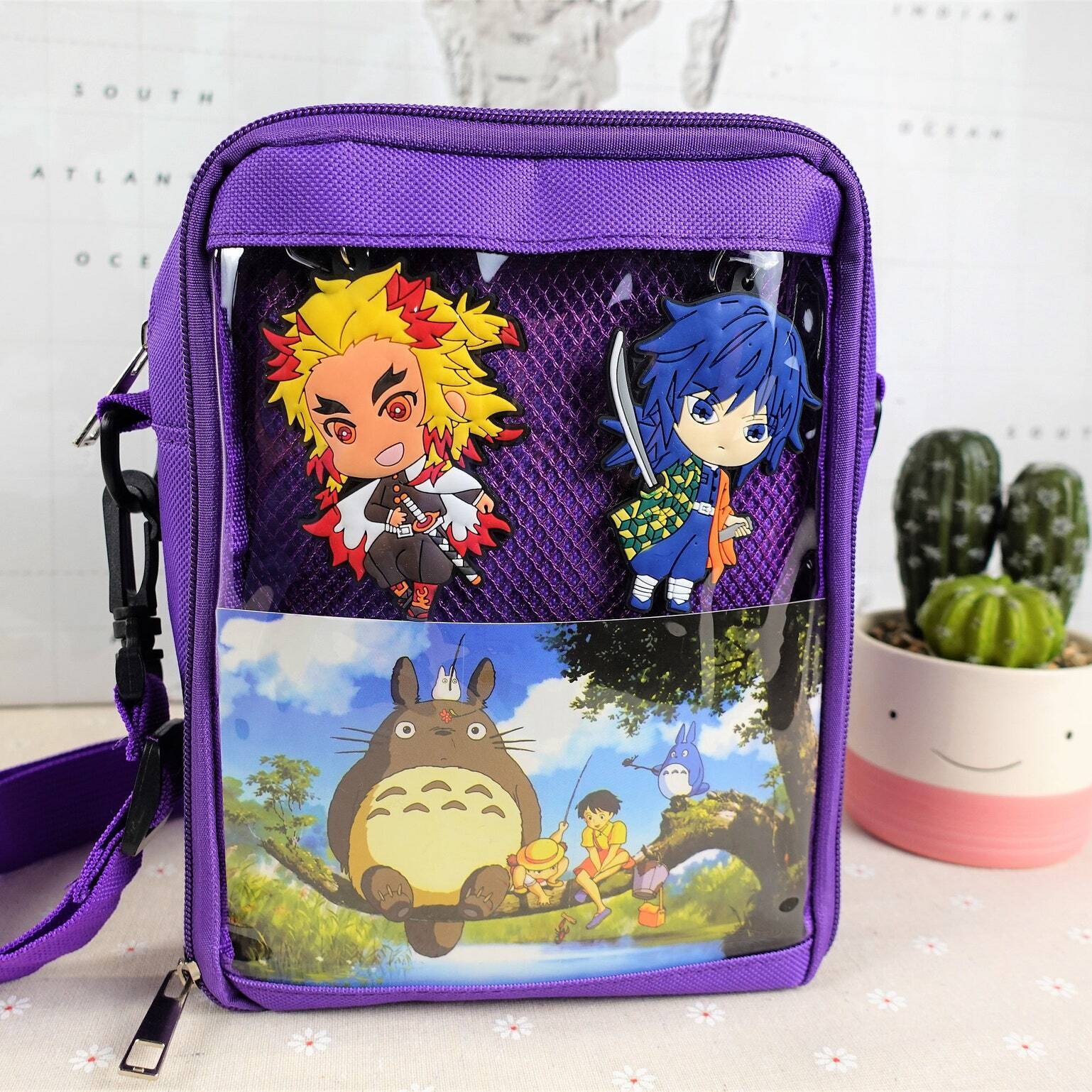 Small Ita Crossbody Bag with Clear Window for Pin Display Small Ita Crossbody Bag with Clear Window for Pin Display