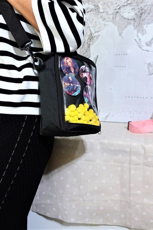 Small Ita Crossbody Bag with Clear Window for Pin Display