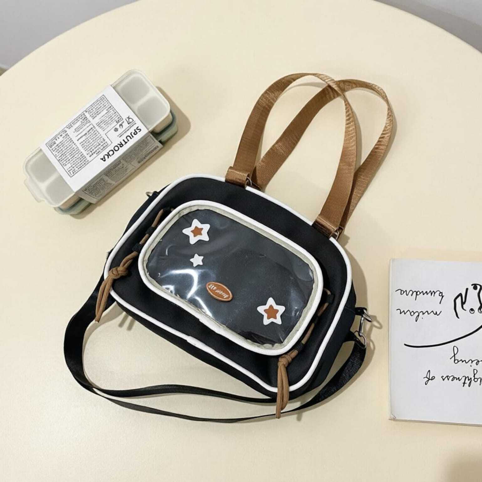 Small Pastel Kawaii Ita Messenger Bag with Clear Window for Plushies and Pins Small Pastel Kawaii Ita Messenger Bag with Clear Window for Plushies and Pins