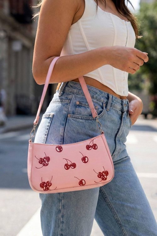 Small Pink Cherry Shoulder Bag for Pin Display