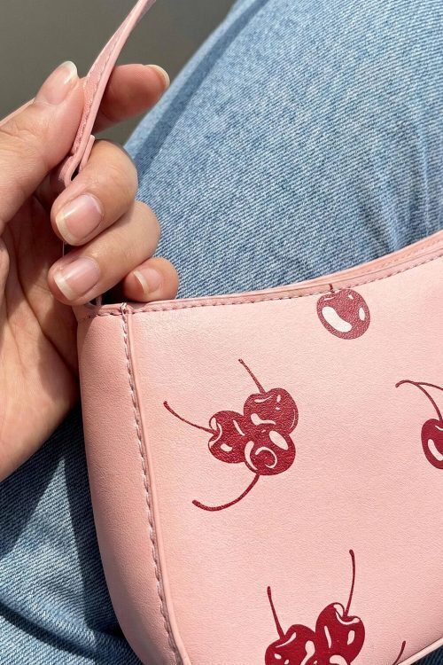 Small Pink Cherry Shoulder Bag for Pin Display