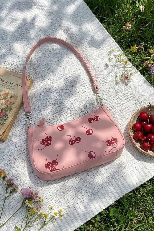 Small Pink Cherry Shoulder Bag for Pin Display