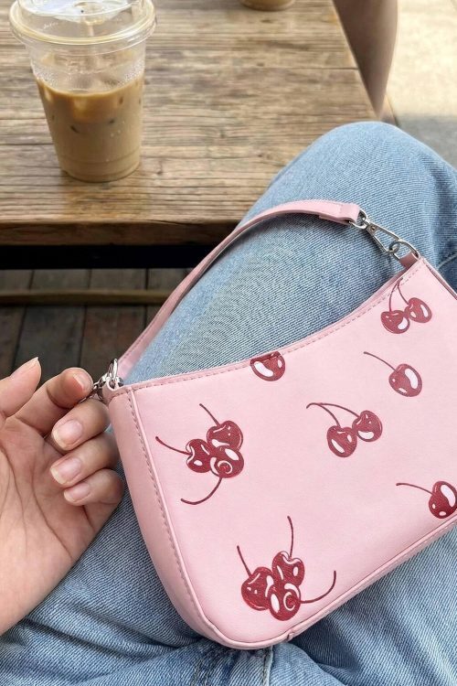Small Pink Cherry Shoulder Bag for Pin Display