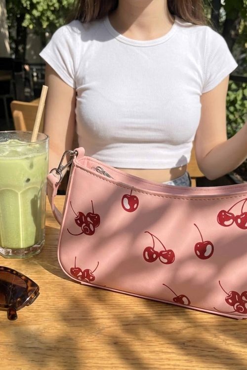 Small Pink Cherry Shoulder Bag for Pin Display