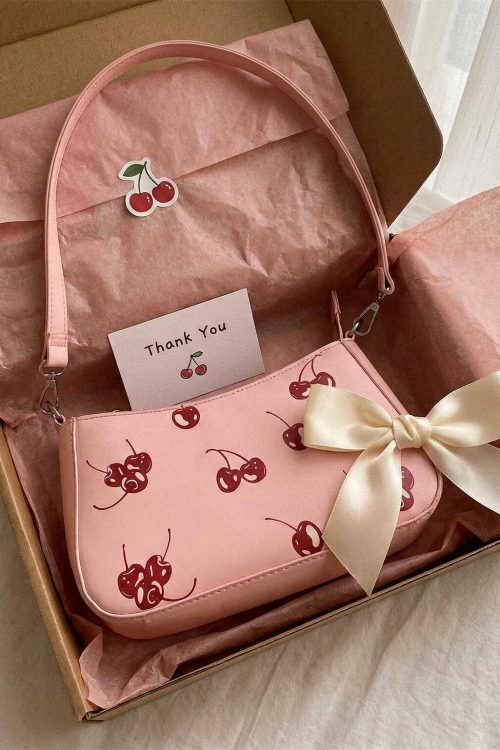 Small Pink Cherry Shoulder Bag for Pin Display