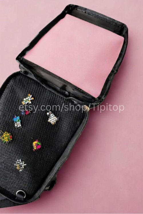 Small Pink Convertible Ita Bag with Clear Window for Pin Display