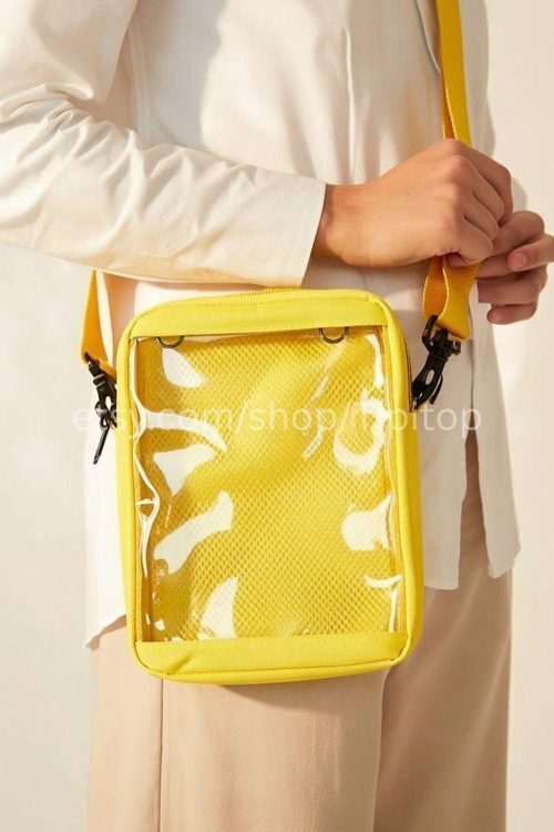 Small Pink Convertible Ita Bag with Clear Window for Pin Display