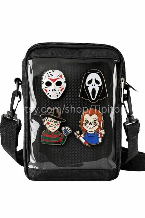 Small Pink Convertible Ita Bag with Clear Window for Pin Display