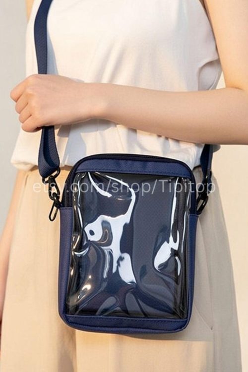 Small Pink Convertible Ita Bag with Clear Window for Pin Display