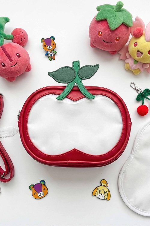 Small Red Cherry Ita Crossbody Bag with Clear Window for Plushies and Pins