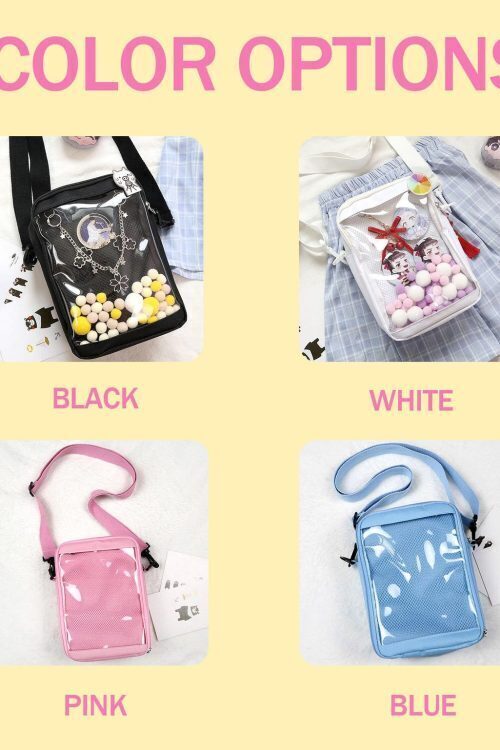 Small White Convertible Ita Bag with Clear Window for Pin Display