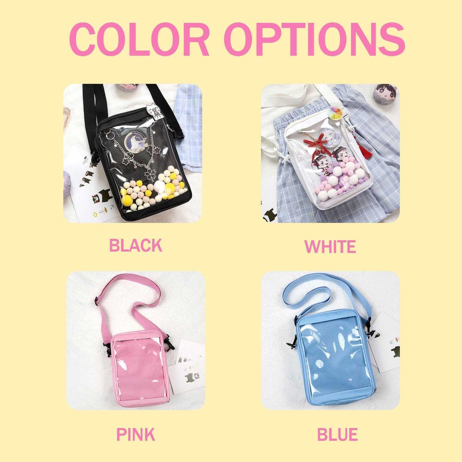 Small White Convertible Ita Bag with Clear Window for Pin Display Small White Convertible Ita Bag with Clear Window for Pin Display
