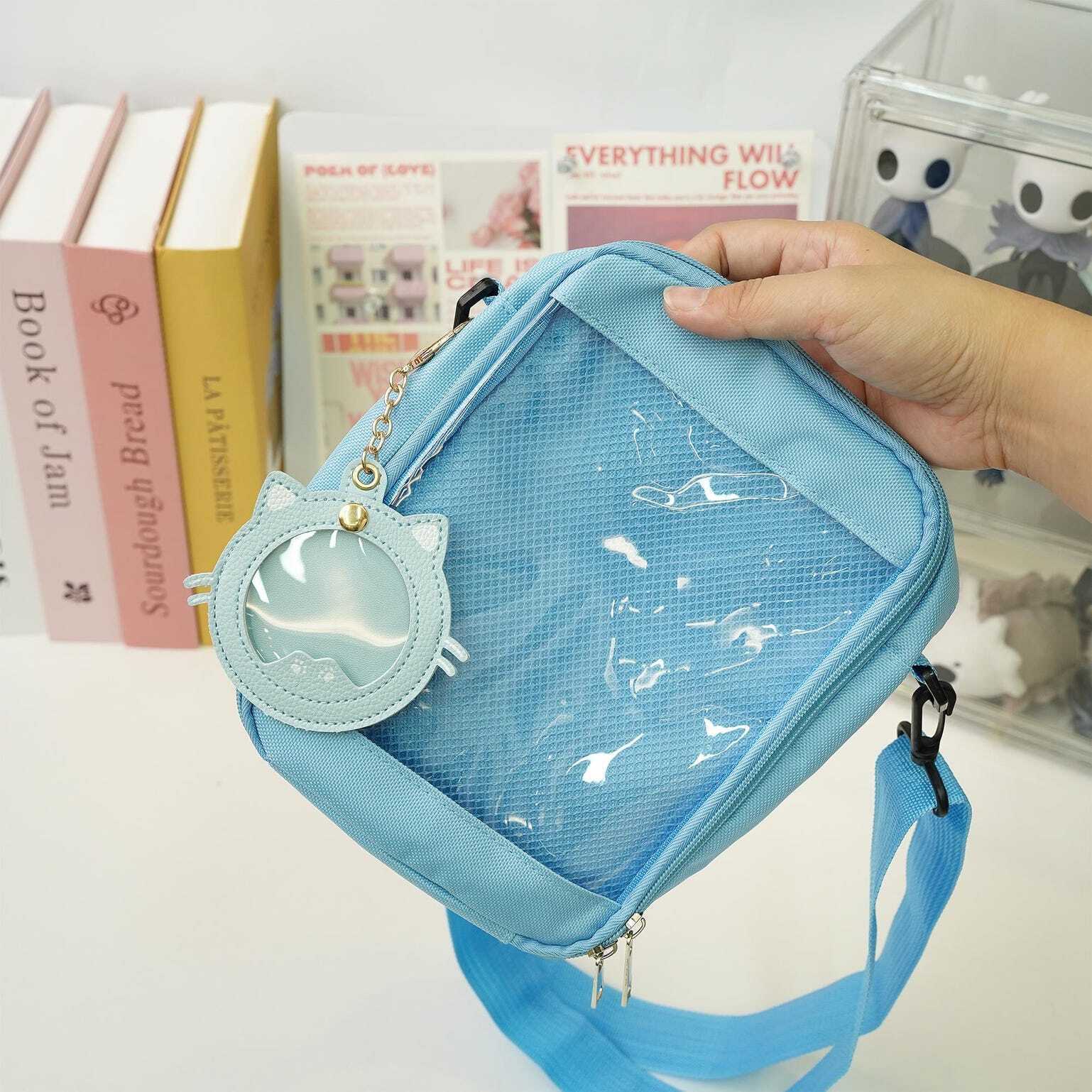 Small White Convertible Ita Bag with Clear Window for Pin Display Small White Convertible Ita Bag with Clear Window for Pin Display