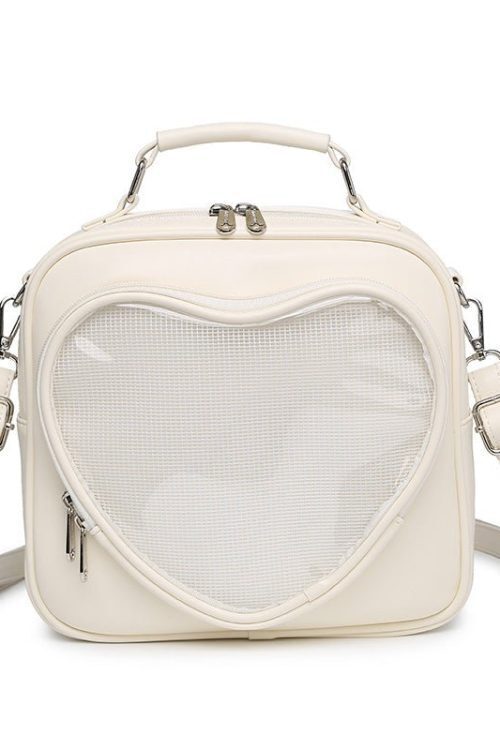 Small White Heart Ita Backpack with Included Insert