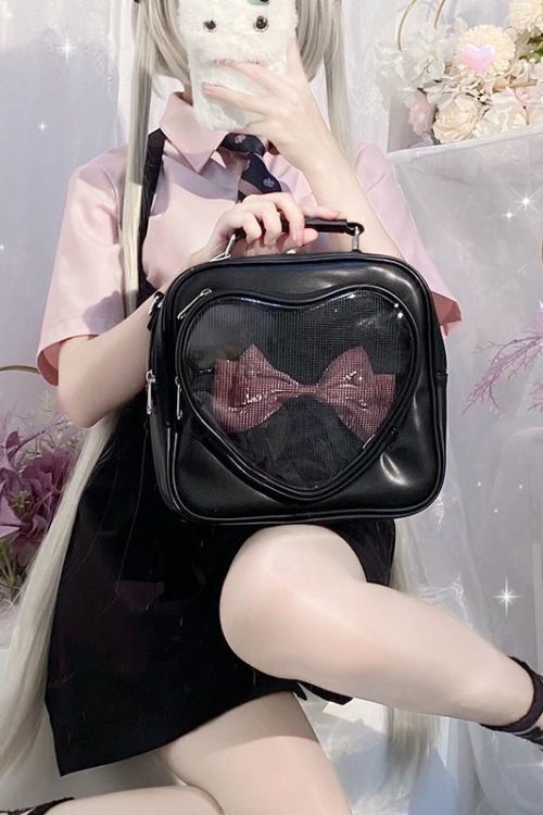 Small White Heart Ita Backpack with Included Insert