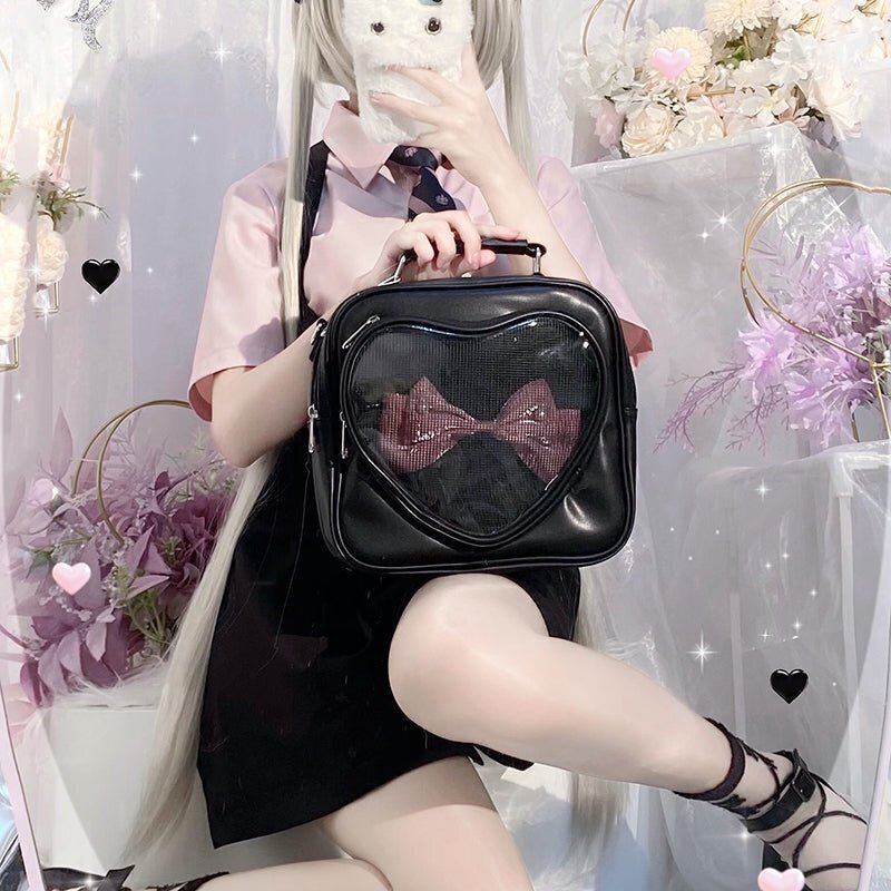 Small White Heart Ita Backpack with Included Insert Small White Heart Ita Backpack with Included Insert