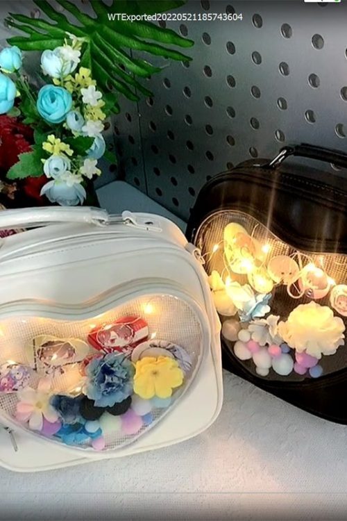 Small White Heart Ita Backpack with Included Insert