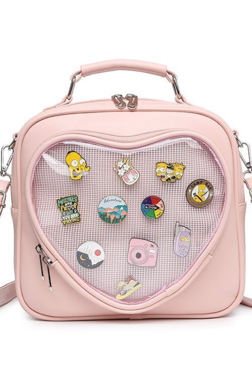 Small White Heart Ita Backpack with Included Insert
