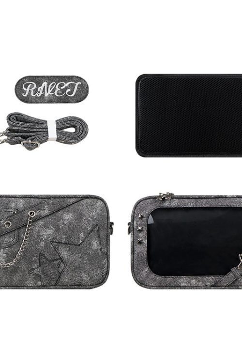 Small White Ita Crossbody Bag with Clear Window and Included Insert for Pin Display