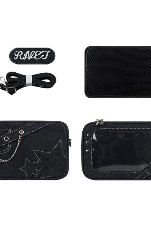 Small White Ita Crossbody Bag with Clear Window and Included Insert for Pin Display