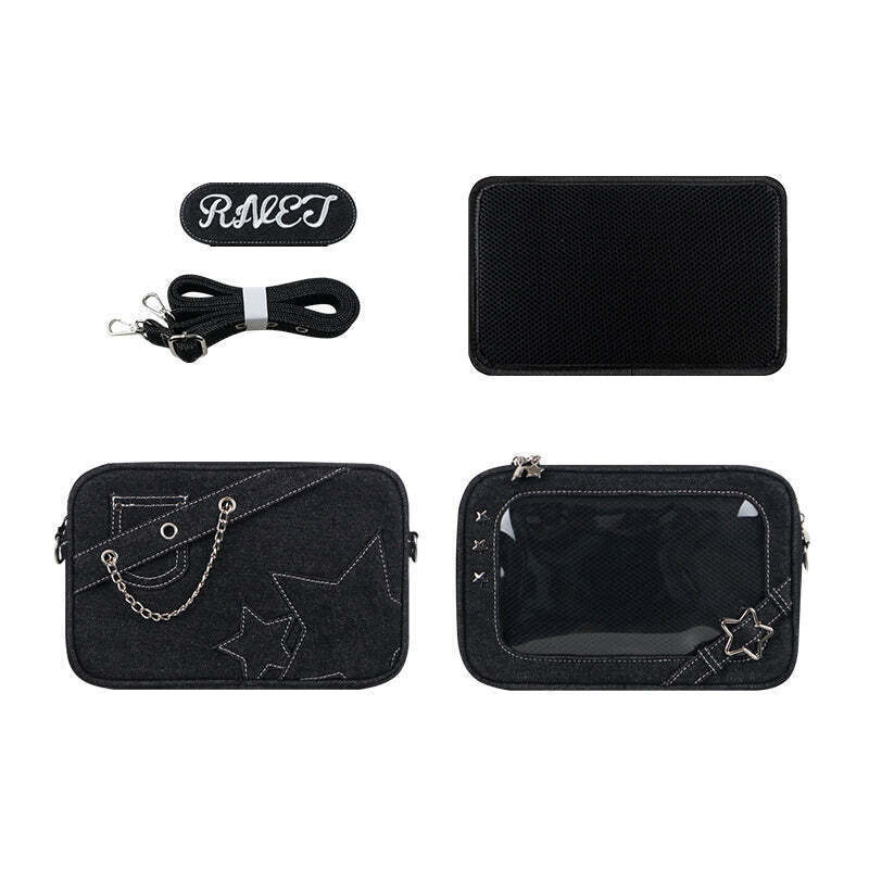 Small White Ita Crossbody Bag with Clear Window and Included Insert for Pin Display Small White Ita Crossbody Bag with Clear Window and Included Insert for Pin Display