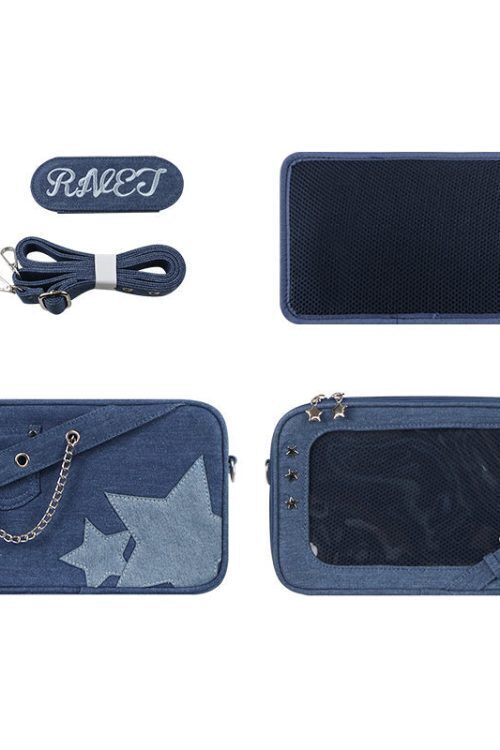 Small White Ita Crossbody Bag with Clear Window and Included Insert for Pin Display