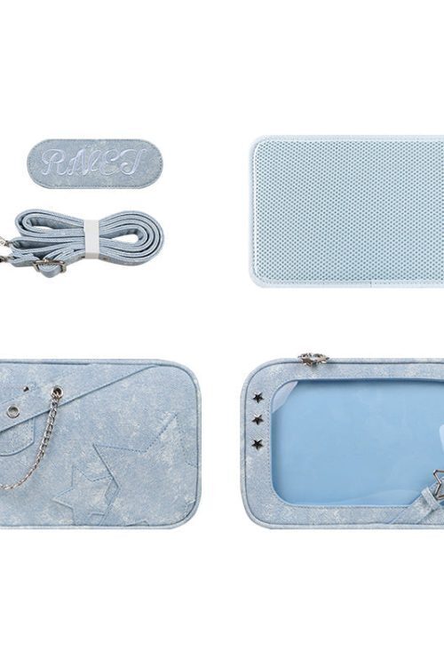 Small White Ita Crossbody Bag with Clear Window and Included Insert for Pin Display