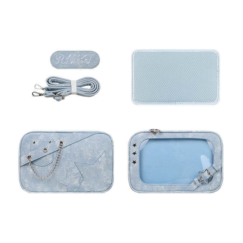 Small White Ita Crossbody Bag with Clear Window and Included Insert for Pin Display Small White Ita Crossbody Bag with Clear Window and Included Insert for Pin Display