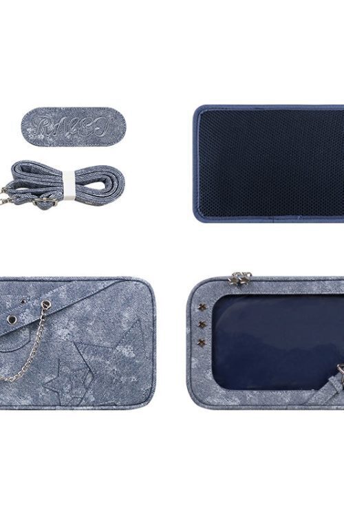 Small White Ita Crossbody Bag with Clear Window and Included Insert for Pin Display