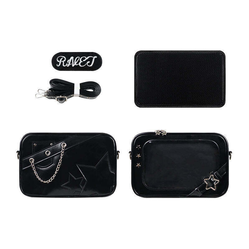 Small White Ita Crossbody Bag with Clear Window and Included Insert for Pin Display Small White Ita Crossbody Bag with Clear Window and Included Insert for Pin Display