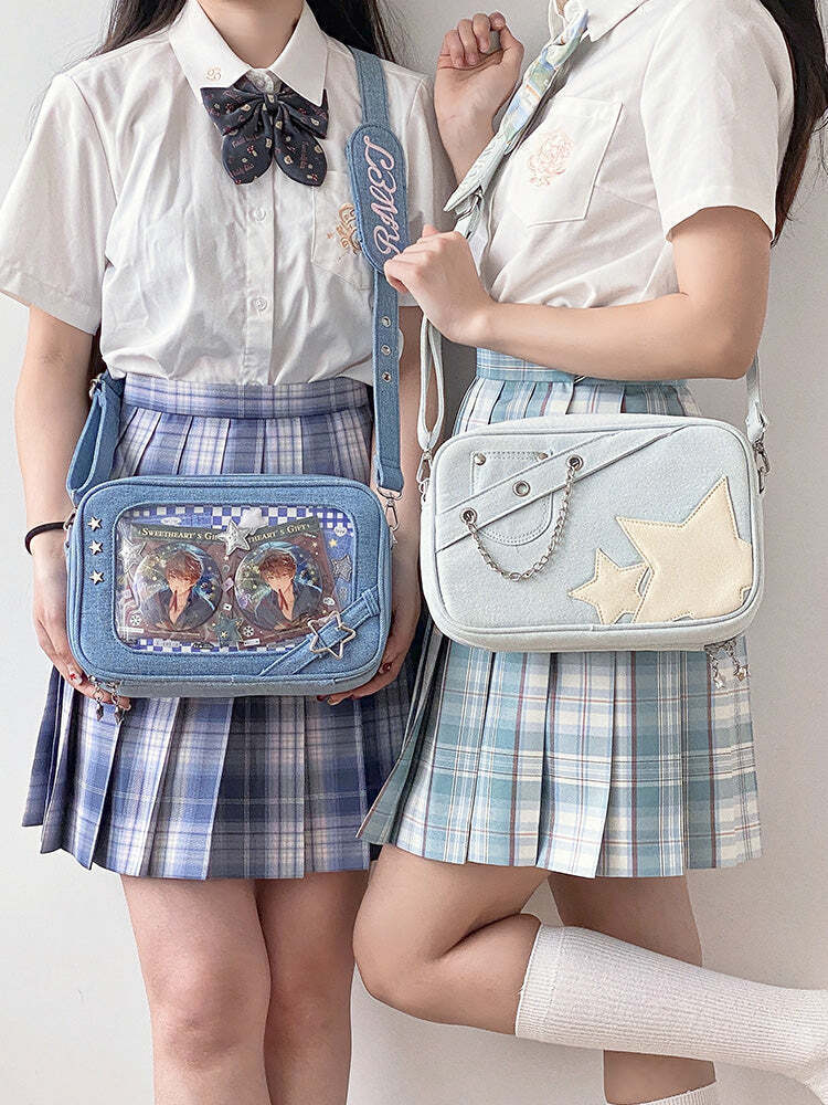 Small White Ita Crossbody Bag with Clear Window and Included Insert for Pin Display Small White Ita Crossbody Bag with Clear Window and Included Insert for Pin Display