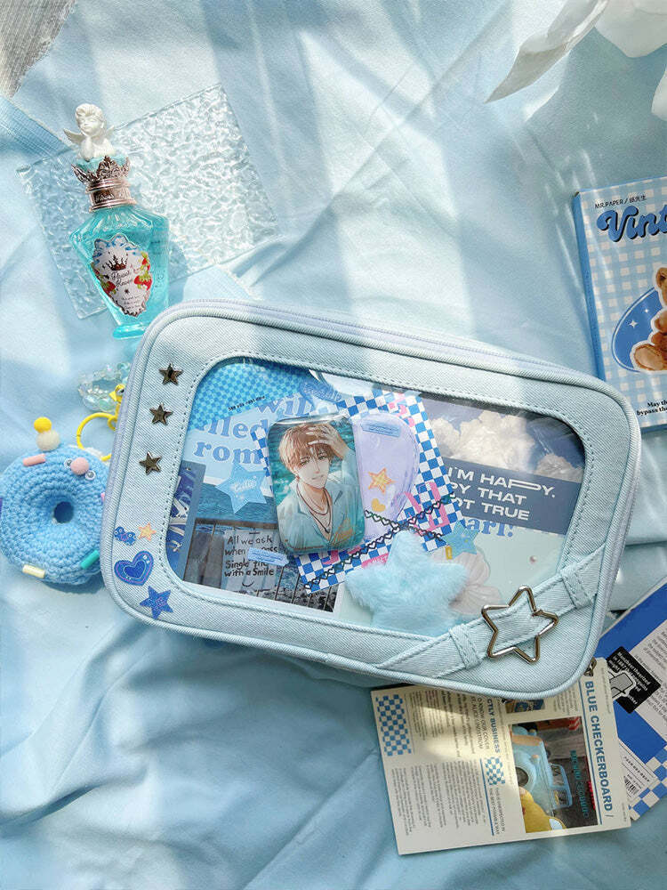 Small White Ita Crossbody Bag with Clear Window and Included Insert for Pin Display Small White Ita Crossbody Bag with Clear Window and Included Insert for Pin Display