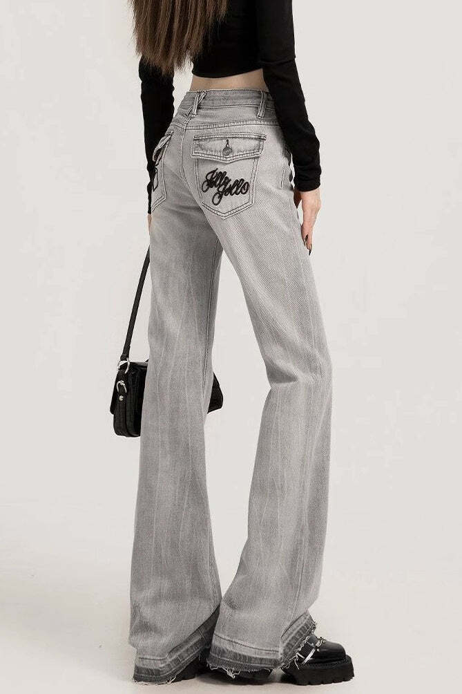 Smoky Gray Slim Bootcut Versatile Jeans