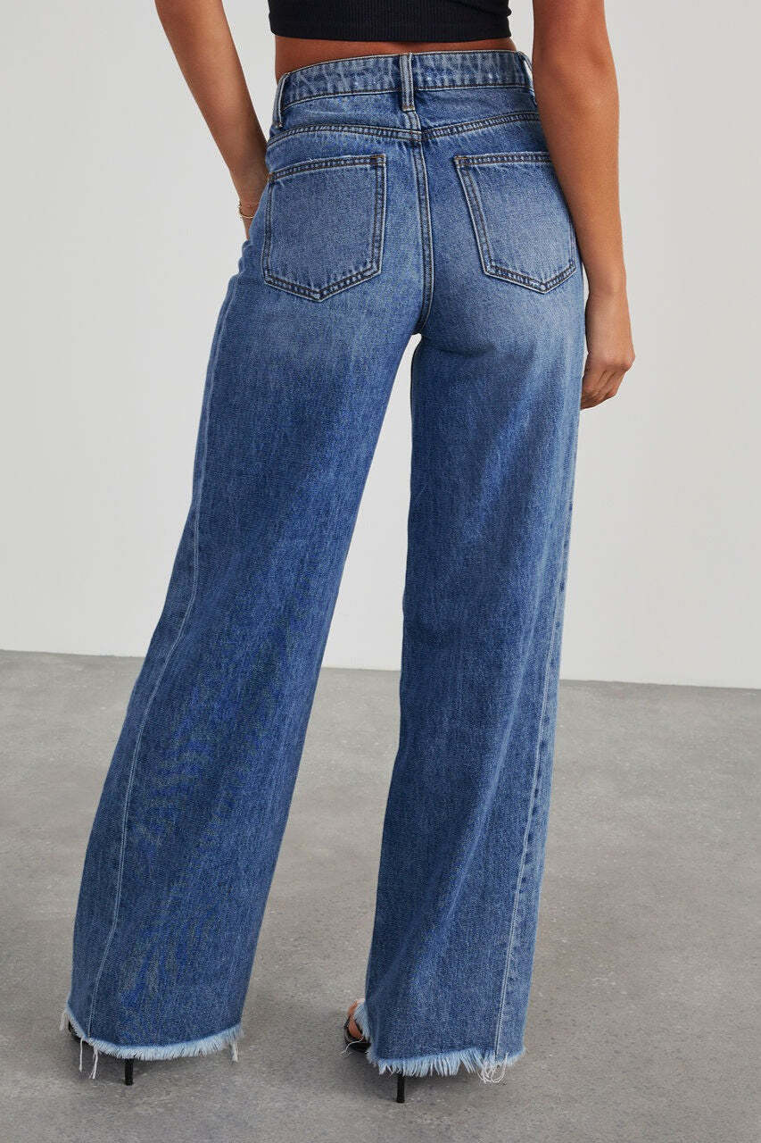 Solid Minimalist Washed Wide Leg Jeans