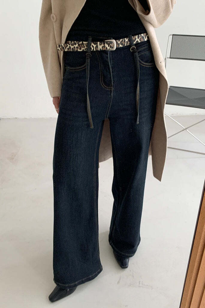 Solid Pendant Thick High Waist Straight Jeans Solid Pendant Thick High Waist Straight Jeans