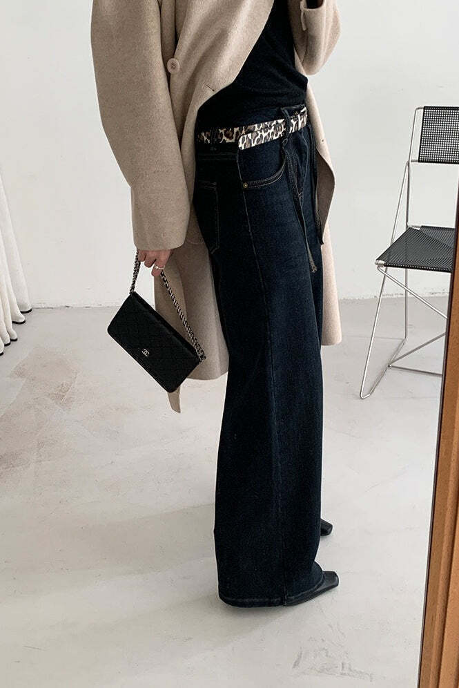 Solid Pendant Thick High Waist Straight Jeans Solid Pendant Thick High Waist Straight Jeans