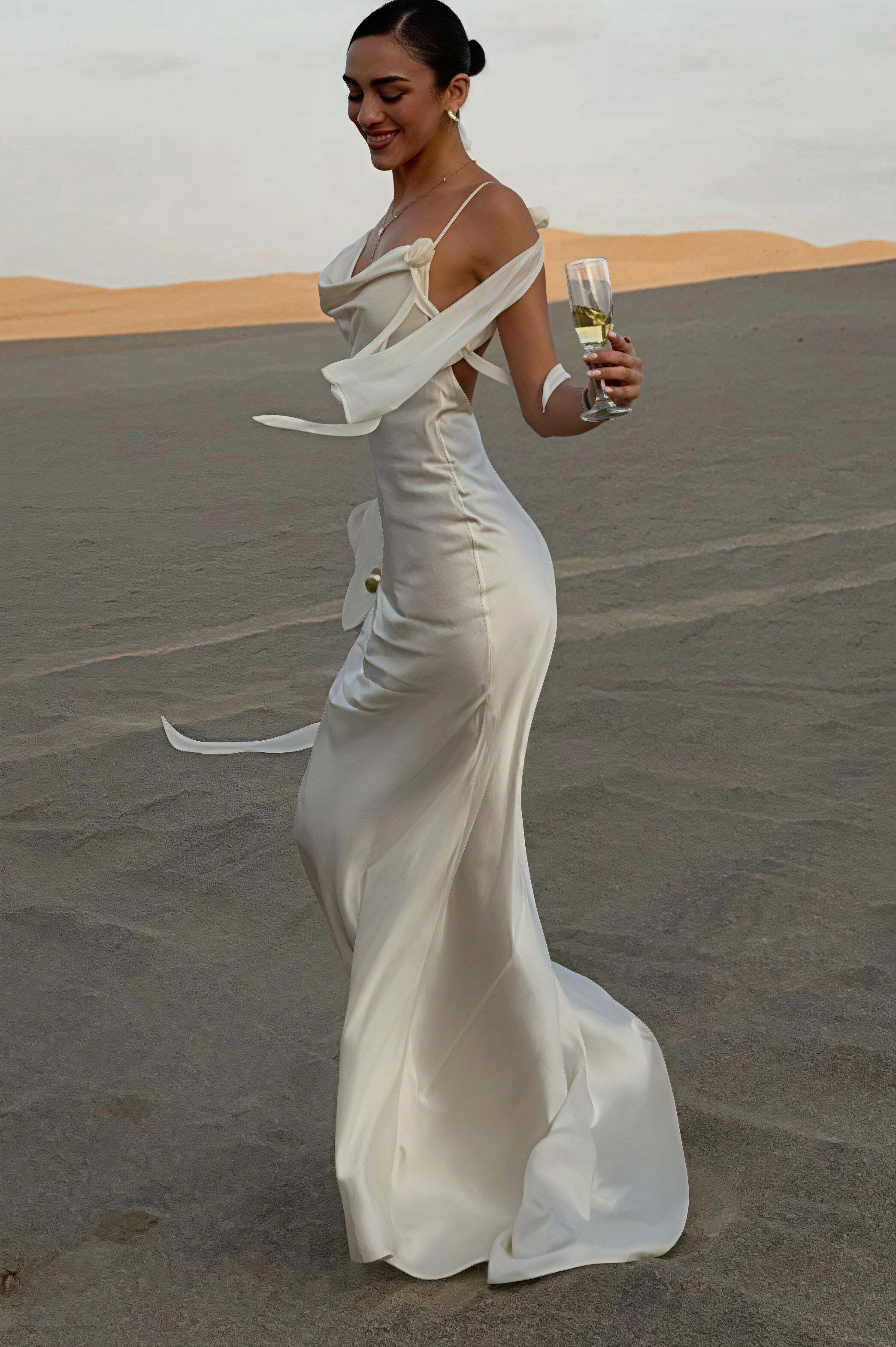 Solid Satin Floral Backless Elegant Maxi Dress Solid Satin Floral Backless Elegant Maxi Dress