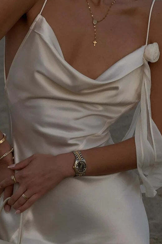 Solid Satin Floral Backless Elegant Maxi Dress Solid Satin Floral Backless Elegant Maxi Dress