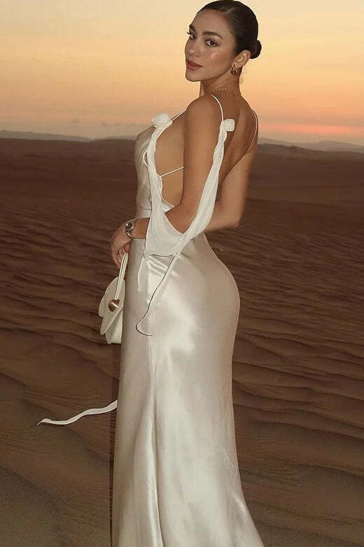 Solid Satin Floral Backless Elegant Maxi Dress Solid Satin Floral Backless Elegant Maxi Dress