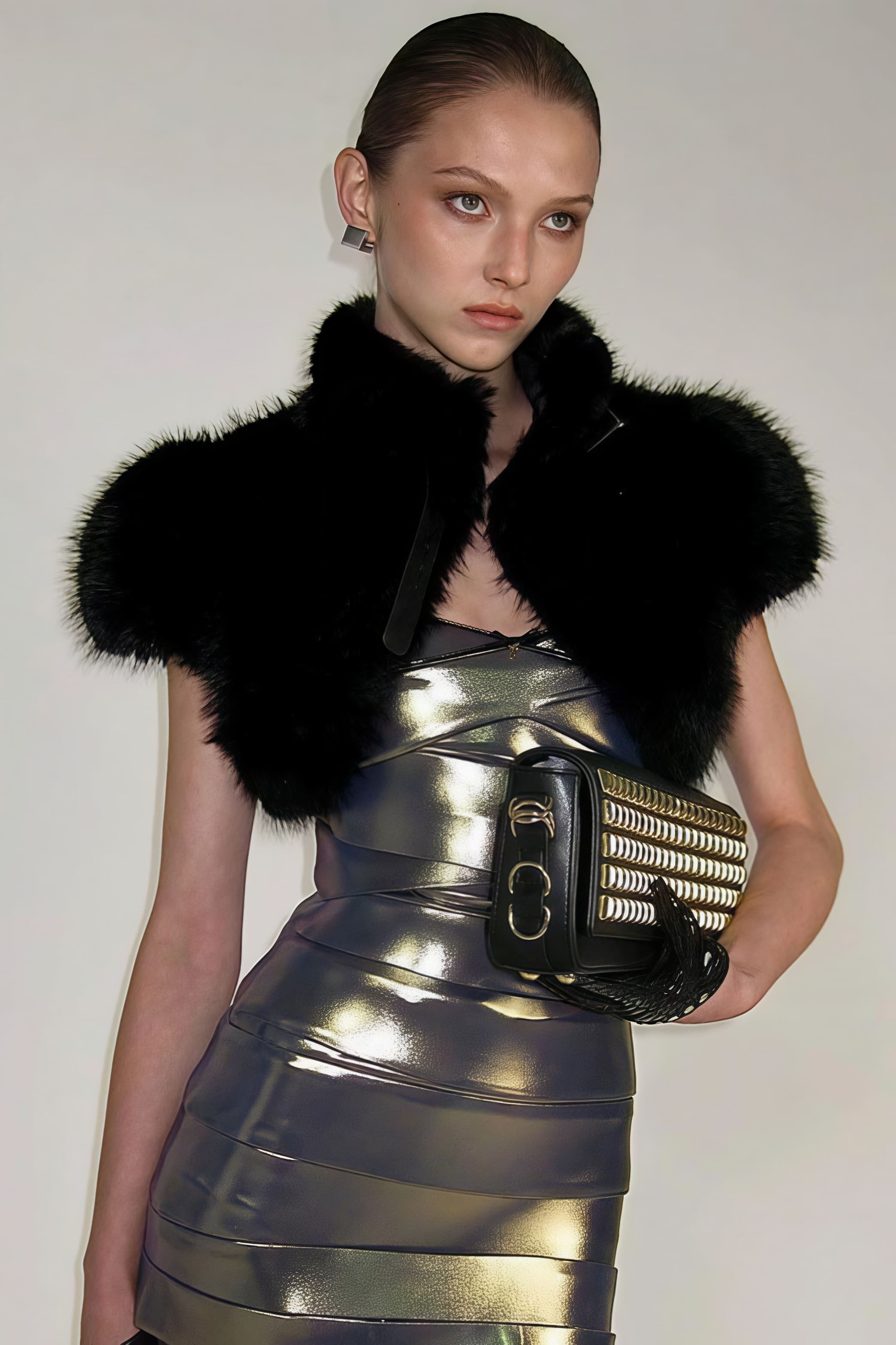 Solid Sexy Fuzzy Cropped Tie-front Vest