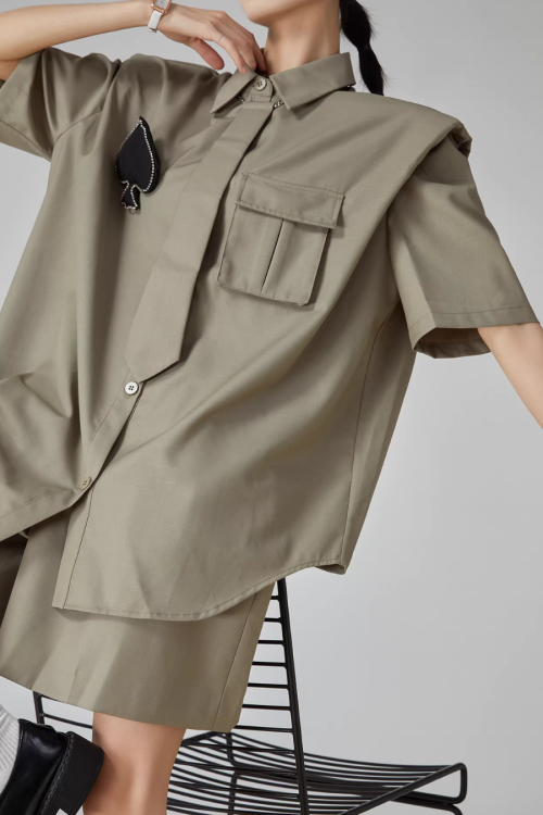 Spade Lace-Up Short-Sleeve Shirt / Shorts