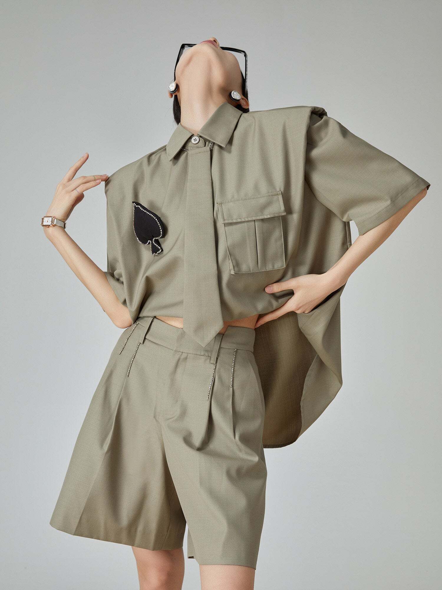 Spade Lace-Up Short-Sleeve Shirt / Shorts