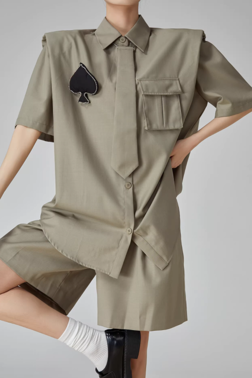 Spade Lace-Up Short-Sleeve Shirt / Shorts